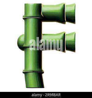 Lettre F majuscule en vert bambou avec fond blanc Illustration de Vecteur