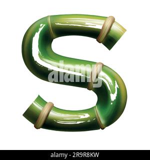 Lettre majuscule S en vert bambou avec fond blanc Illustration de Vecteur