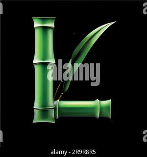 Lettre majuscule L en vert bambou avec fond blanc Illustration de Vecteur