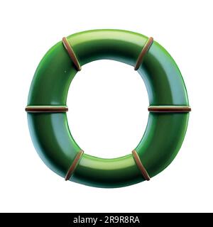 Lettre majuscule O en vert bambou avec fond blanc Illustration de Vecteur