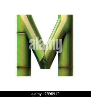 Lettre majuscule M en vert bambou avec fond blanc Illustration de Vecteur