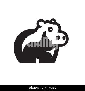 illustration du logo hippopotamus sur une toile blanche Illustration de Vecteur