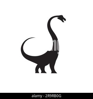 Illustration noire du logo de dinosaure Brachiosaurus sur fond blanc Illustration de Vecteur