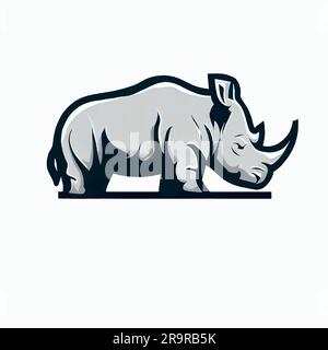 illustration du logo rhinoceros en couleur grise Illustration de Vecteur