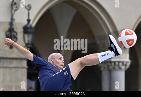 Cracovie, Pologne. 28th juin 2023. Teqball. Jeux européens de 2023. Place principale. Cracovie. Nanna Lind Kristensen (DEN) lors de l'événement Teqball aux Jeux européens de 2023 à Cracovie, en Pologne. Credit: Sport en images/Alamy Live News Banque D'Images