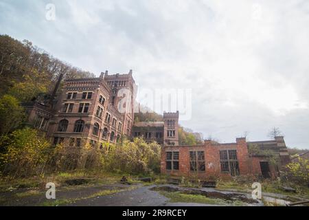 La mine de charbon abandonnée Hasard de la Cheratte près de Liège, Belgique Banque D'Images