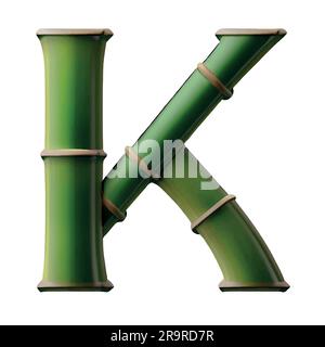Lettre majuscule K en vert bambou avec fond blanc Illustration de Vecteur