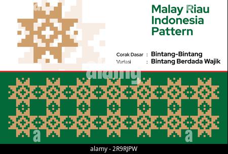 Motif Malay Riau Batik Songket Tenun, Weaving motif Corak dan ragi Bintang Bertanda Wajik Melayu Illustration de Vecteur