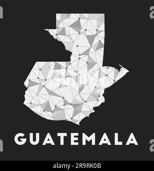 Guatemala - carte du réseau de communication du pays. Design géométrique tendance du Guatemala sur fond sombre. Technologie, Internet, réseau, télécommunicati Illustration de Vecteur