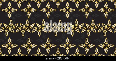 Modèle batik Pucuk Rebung Kuntum Dewa Riau, Sumatera Indonésie. Illustration traditionnelle Melayu Vector ou décoration de tenun malay Illustration de Vecteur