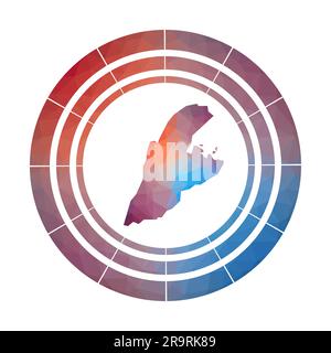 Badge Kastellorizo. Logo dégradé lumineux de l'île dans le style poly bas. Illustration de Vecteur