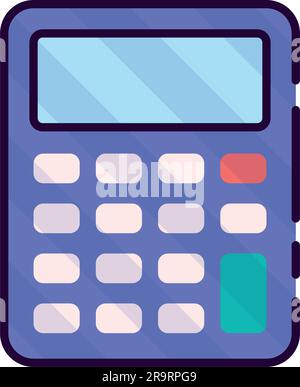 Icône d'esquisse de calculatrice de bureau couleur isolée Vector Illustration de Vecteur