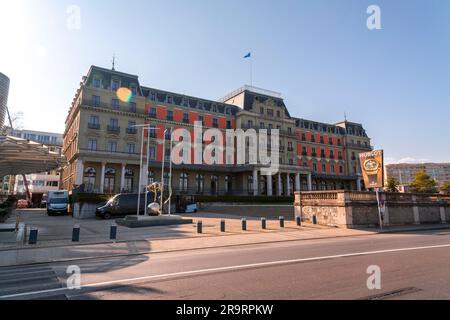 Genève, Suisse - 25 mars 2022 : le Palais Wilson est le siège actuel du Haut Commissariat des Nations Unies au cochon humain Banque D'Images