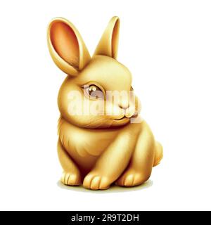 lapin chinois doré isolé sur fond blanc symbole représenté année 2023 Illustration de Vecteur