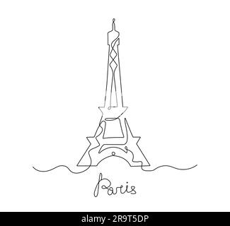 Concept de ligne continue de la tour Eiffel Illustration de Vecteur