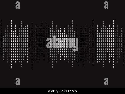 Onde sonore à motif fluide. Forme d'onde du spectre audio abstrait. Musique battue. Rayons éclatements. Cadre Sunburst. Elément d'égaliseur abstrait avec lignes en pointillés Illustration de Vecteur