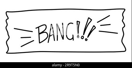 Citation « Bang » bulle de parole manuscrit Illustration vectorielle Doodle isolée sur fond blanc. Illustration de Vecteur