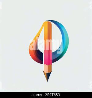 illustration du logo crayon ou stylo de couleur Illustration de Vecteur