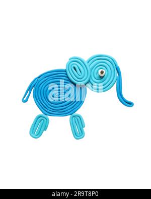 Éléphant de plasticité bleu clair isolé sur blanc, vue de dessus Banque D'Images