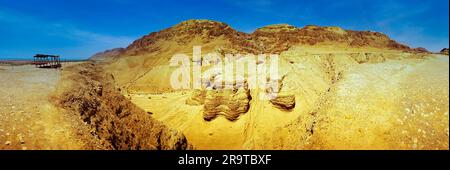 Formations rocheuses sur le désert de Judée, Qumran, Israël Banque D'Images