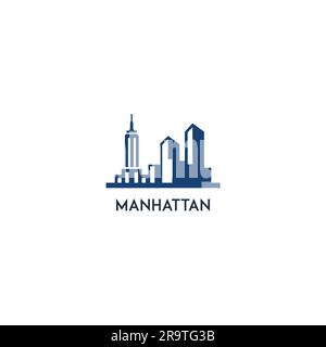 Manhattan LogoUne combinaison de bâtiments aux États-Unis Illustration de Vecteur