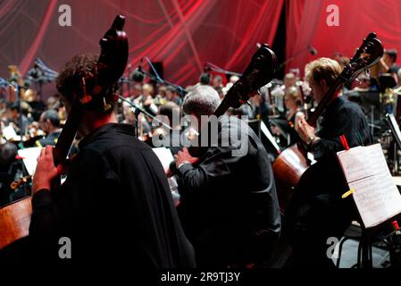 Le Sydney Symphony Orchestra à l'anniversaire de 25th de Symphony in the Domain dans le cadre du Festival de Sydney d'un mois. (2007 est également le 75th anniversaire de l'Orchestre symphonique de Sydney.) Le domaine., Sydney, Australie. 20.01.07. Banque D'Images