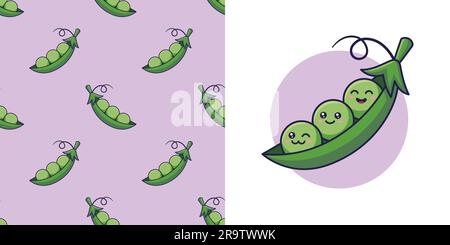 Pois verts dessinés à la main dans le style doodle pour concevoir des vêtements de bébé. Carte postale avec pois verts et motif sans couture. Imprimé dessin animé bohémien pour pépinière. Texture de conception pour enfants pour pyjama. Illustration vectorielle. Illustration de Vecteur