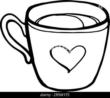 Une tasse de café ou de thé avec dessin artistique. Design artistique minimaliste et art mural Illustration vectorielle. Illustration de Vecteur