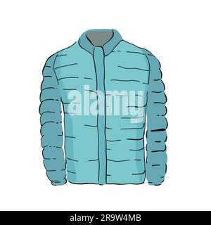 Homme Classic Bomber Jacket isolé sur fond blanc dessin à la main Illustration de Vecteur