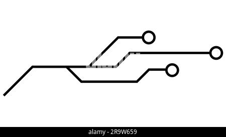 Circuits imprimés isolés sur fond blanc. Clipart technique avec des lignes et des anneaux aux extrémités. Séparateurs pour la conception. Conception vectorielle Illustration de Vecteur