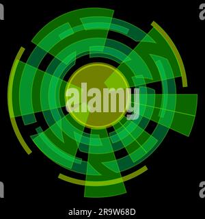 Œil numérique isolé sur fond noir. Clipart circulaire. Vecteur. Illustration de Vecteur