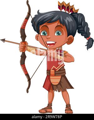 Illustration d'Archer Kid de la tribu amérindienne Illustration de Vecteur