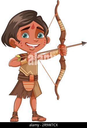 Illustration d'Archer Kid de la tribu amérindienne Illustration de Vecteur