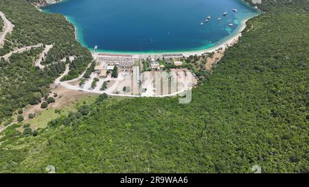 Image aérienne de la plage d'Antisamos en Céphalonie Grèce Banque D'Images