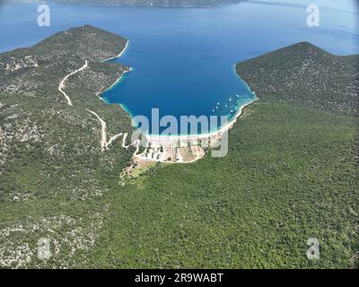 Image aérienne de la plage d'Antisamos en Céphalonie Grèce Banque D'Images