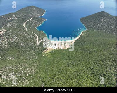 Image aérienne de la plage d'Antisamos en Céphalonie Grèce Banque D'Images