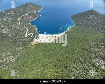 Image aérienne de la plage d'Antisamos en Céphalonie Grèce Banque D'Images