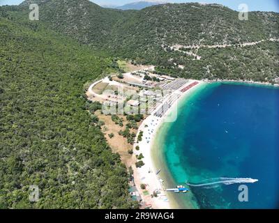 Image aérienne de la plage d'Antisamos en Céphalonie Grèce Banque D'Images