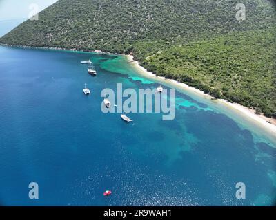 Image aérienne de la plage d'Antisamos en Céphalonie Grèce Banque D'Images