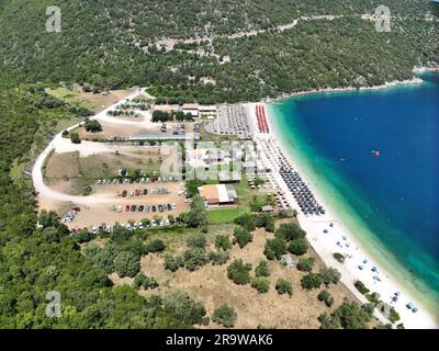 Image aérienne de la plage d'Antisamos en Céphalonie Grèce Banque D'Images