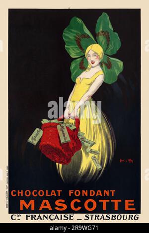 Chocolat fondant Mascotte. Compagnie française, Strasbourg par Jean d'Ylen (1886-1938). Affiche publiée en 1920 en France. Banque D'Images