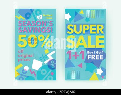 Modèle de bannière de vente de site Web d'art moderne bleu. Bannière de vente à prix réduit. Illustrations vectorielles mode newsletter conceptions, poster design pour l'impression ou Illustration de Vecteur