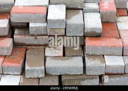 Détail d'un tas de briques de silicate de calcium sur un site de construction Banque D'Images