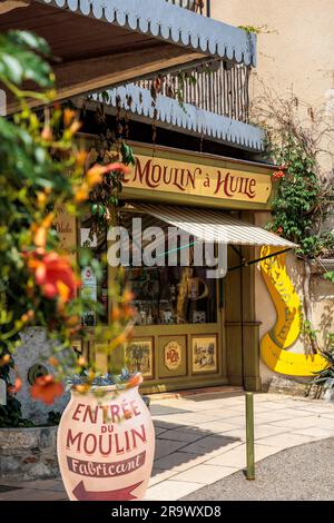 Huile d'olive (Moulin a Huile) Shop Nyons Drome France Banque D'Images
