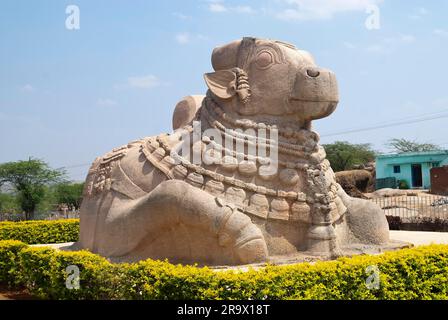 Monolithique Nandi, Lepakshi, Andhra Pradesh, Inde Banque D'Images