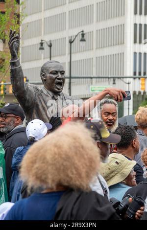 Detroit, Michigan USA, 23 juin 2023, Une statue en bronze du chef des droits civils Martin Luther King Jr. A été dévoilée dans le centre-ville de Detroit sur le Banque D'Images