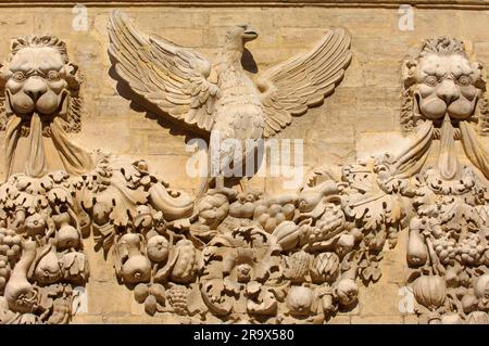 Relief sur façade, Conservatoire de musique, Avignon, Vaucluse, Provence-Alpes-Côte d'Azur, Sud de la France, Vallée du Rhône, Conservatoire de musique Banque D'Images