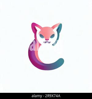 illustration du logo de chat en couleur colorée Illustration de Vecteur