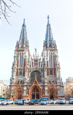 Kiev Ukraine, 5 avril 2016, le Saint La cathédrale catholique romaine de Nicholas (Kostel Sviatoho Mykolaia) est la deuxième cathédrale catholique romaine construite Banque D'Images