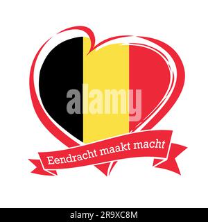 Dutch slogan - eendracht maakt macht - Unity fait force. Logo du drapeau belge créatif. Motif T-shirt, éléments de motif cadeau avec coup de pinceau St Illustration de Vecteur